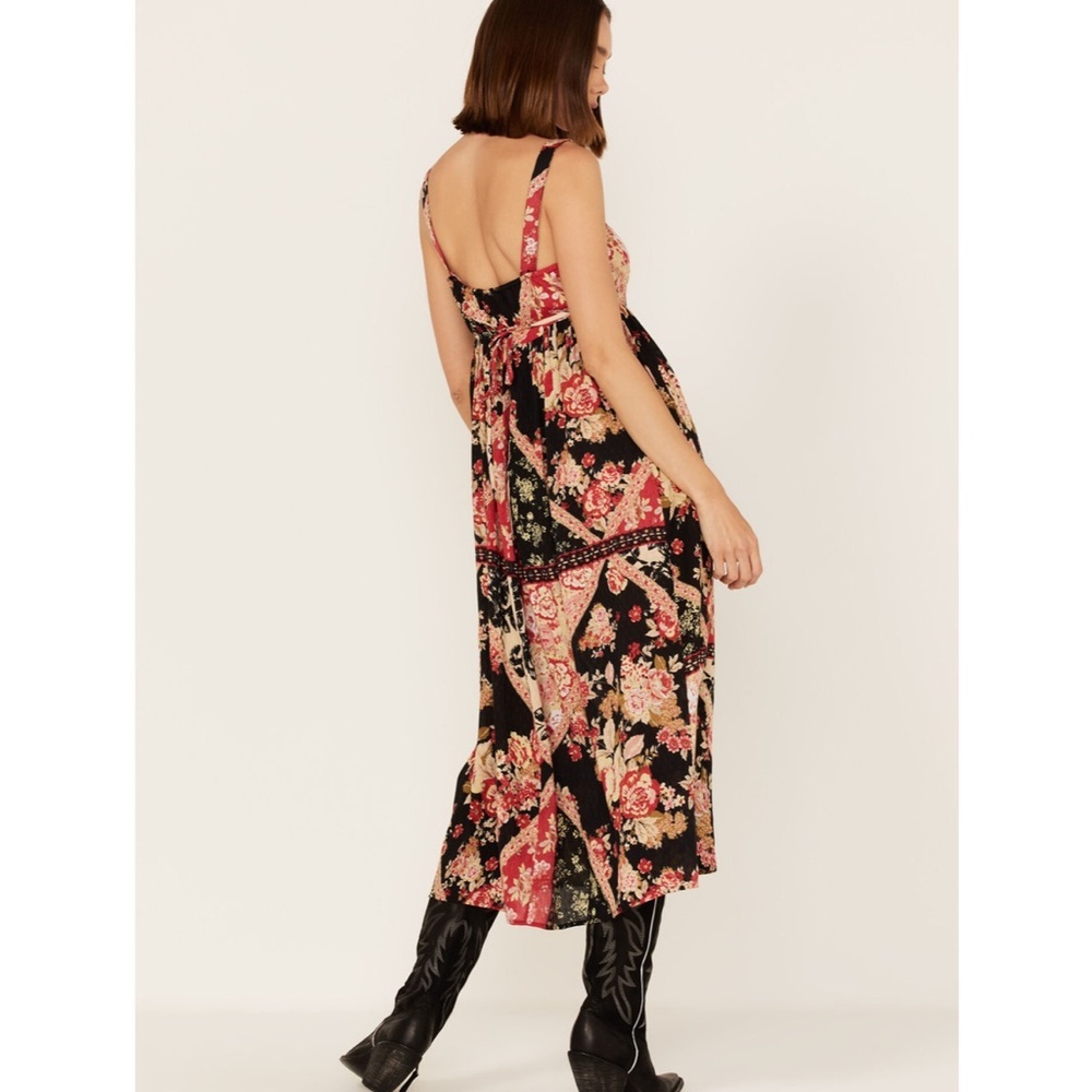 NWOT Band of Gypsies Collective Anthem of the Sun Dress Black Spiced Coral Sz M - Picture 2 of 7